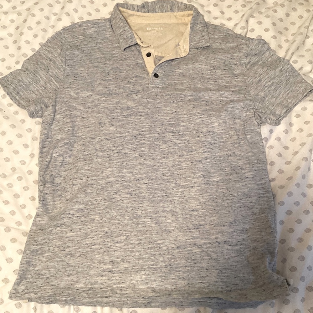 Mens express collared tshirt light blue large